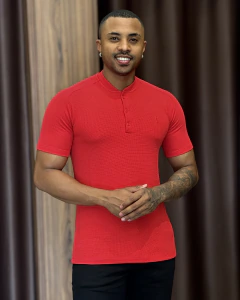 Camiseta Henley Slim Manga Raglan Gola Portuguesa - Zip-Off