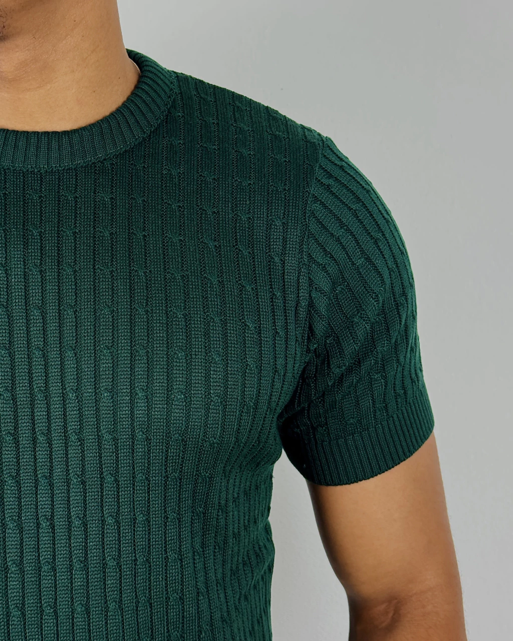 Detalhe da trama da Camiseta Tricô Transado