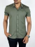 Camisa M/C Slim Fit Poliamida Verde Militar - Zip-Off - comprar online