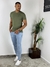 Camiseta Básica Slim Fit Algodão Egípcio Verde Militar - Zip-Off - loja online