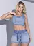 CROPPED JEANS MODERNO E ESTILOSO COM BORDADO PIT BULL TENDÊNCIA