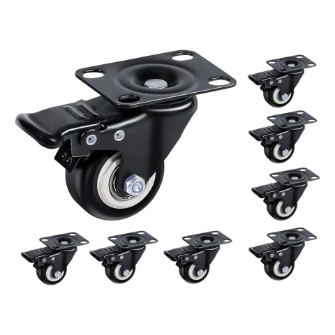 Pack X8 Rueda 2 Pulgadas Con Freno Giratoria para Muebles, Carros, Cajones Caja Fabrica Hogar Herramientas Repuesto Estructuras Moviles