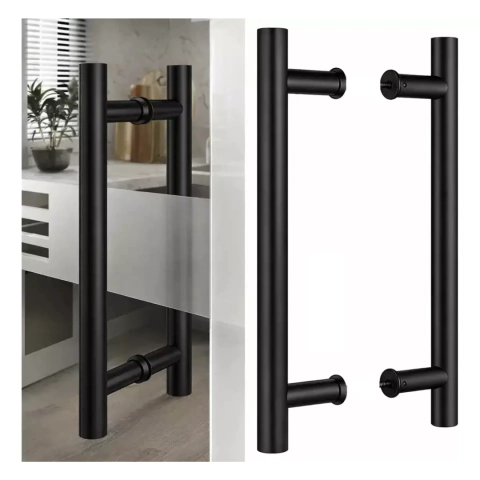 Manillon Negro Para Puertas Acero 49 Cm Puerta Vidrio Madera Negro