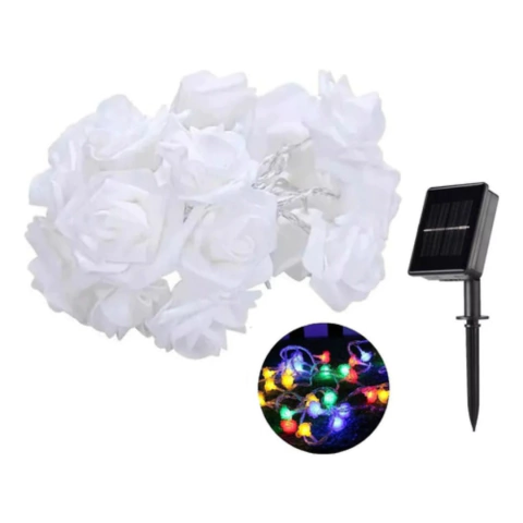 Guirnalda Luces Exterior Cascada Luces Solares Rosas Led 5m - comprar en línea