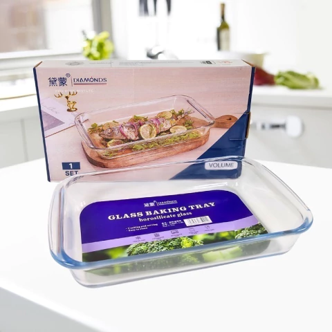 Fuente Rectangular de Vidrio Borosilicato 35x20cm en Caja