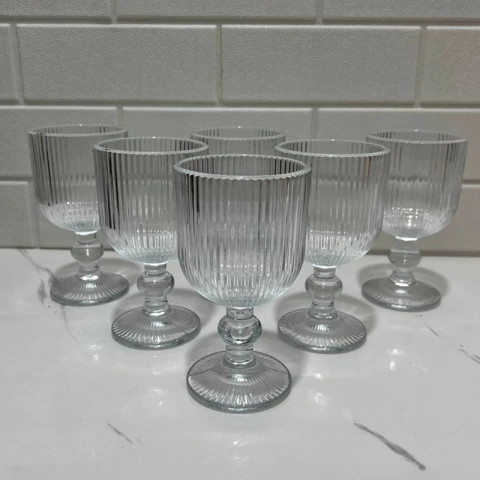 Copa de Vidrio 270ML Rayada set x 6 premium Transparente - comprar online