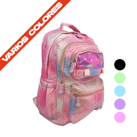 Mochila Espalda Infantil Pastel Unicornio Tela Soft 17"