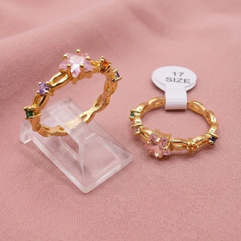 Anillo Estrellas Acero Dorado