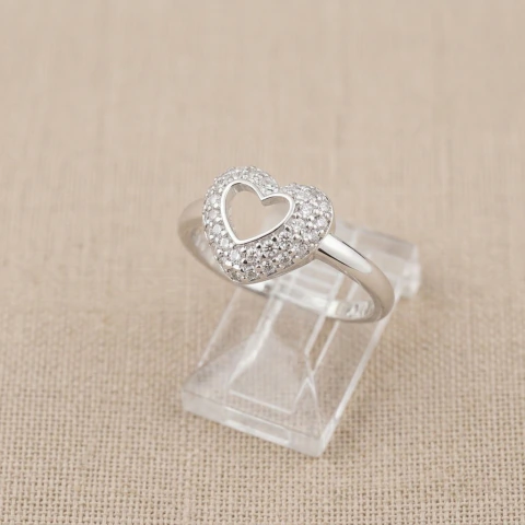 Anillo Corazon Acero Blanco