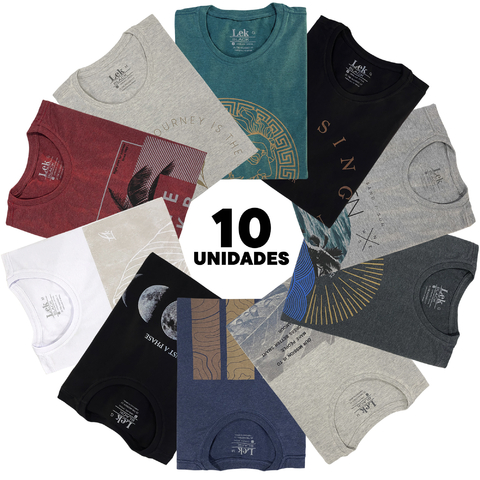 Kit de 10 Camisetas Estampadas
