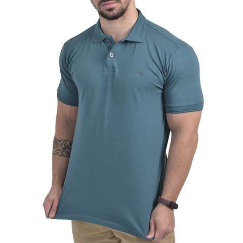 Camisa Polo Verde Algodão com Elastano