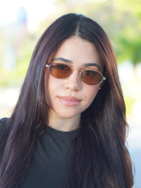 Óculos de Sol Oval Duda | Brasil - Marrom Claro / Metal - comprar online