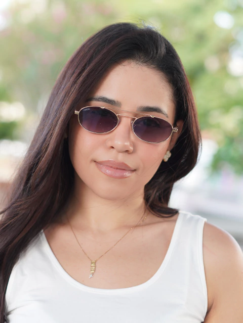 Óculos de Sol Oval Duda | LIMA - Preto Degradê / Metal - comprar online