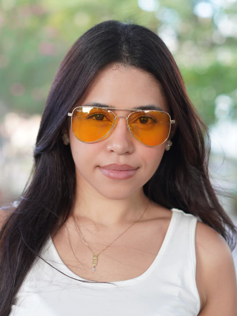 Óculos de Sol Aviador Daniela | LIMA - Amarelo - Metal - comprar online