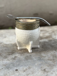 MATE IMPERIAL CROCO BLANCO - comprar online