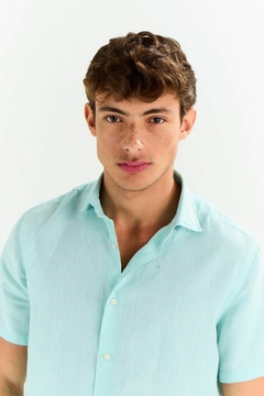 CAMISA DE LINHO MISTO VERDE CLARO