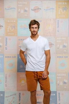 T-shirt cotton gola V branca