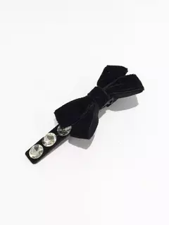 kit 2 duas presilhas Vintage Elegante de Cabelo de Veludo Feminino com Strass e Laço - BELYZA
