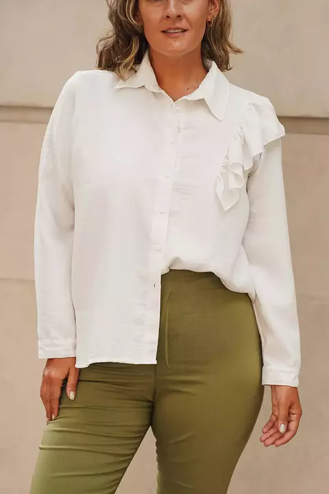 Camisa con volado lateral - blanca -FALLA - comprar online
