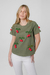 Remera con aplique de cereza - verde - tienda online