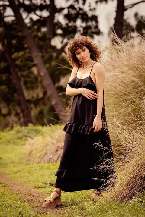 Solero con volados - negro - comprar online