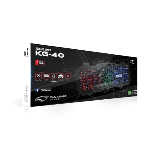 Teclado Gamer USB KG-40BK LED Preto C3Tech