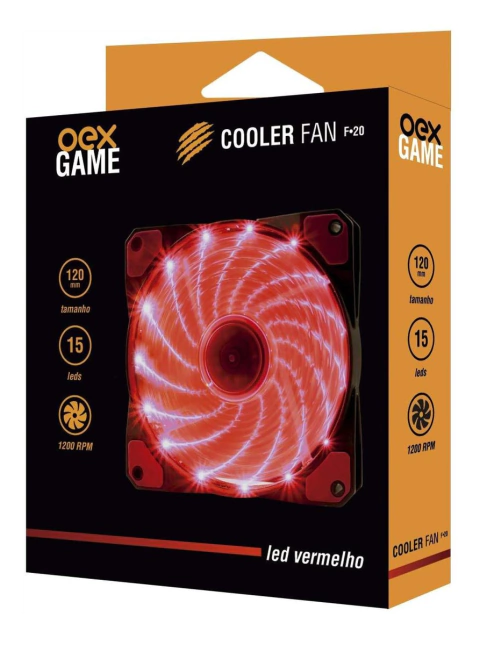 Cooler p/ Gabinete FAN LED 120mm Vermelho F20 OEX