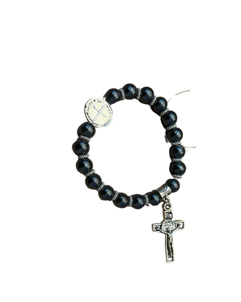 Pulseira com Crucifixo das Duas Cruzes com Crucifixo- Hematita - comprar online