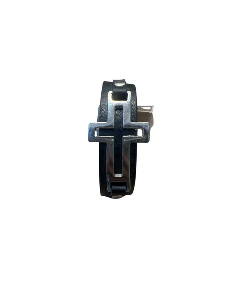 Pulseira de Couro Com Cruz Vazada - comprar online