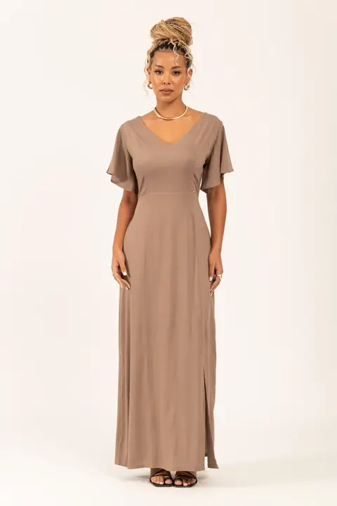 Vestido Longo de Manga Maria Alice