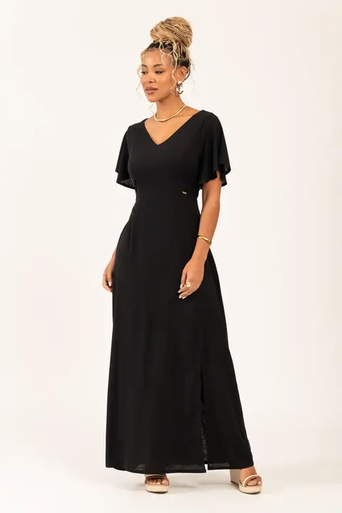 Vestido Longo de Manga Maria Alice
