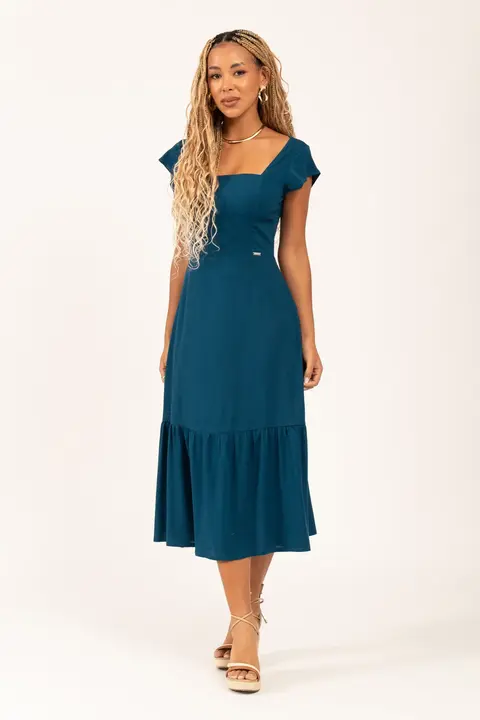 Vestido Midi de Manga Flora
