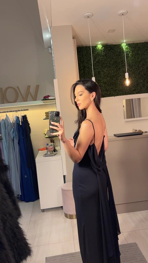 Vestido costas abertas - Azul marinho - comprar online