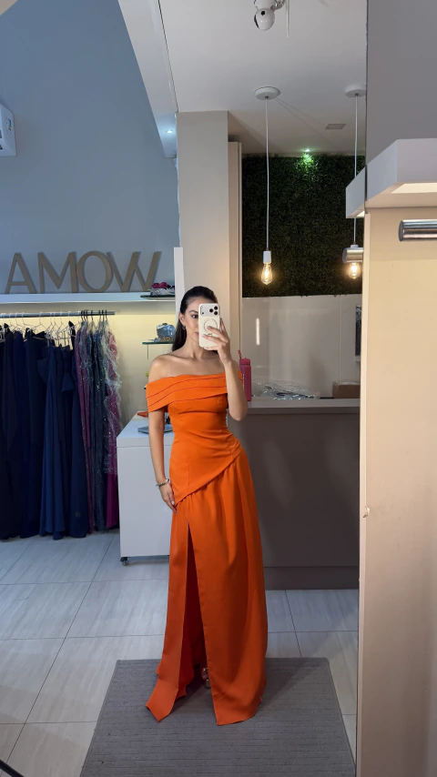Vestido cintura baixa - Laranja