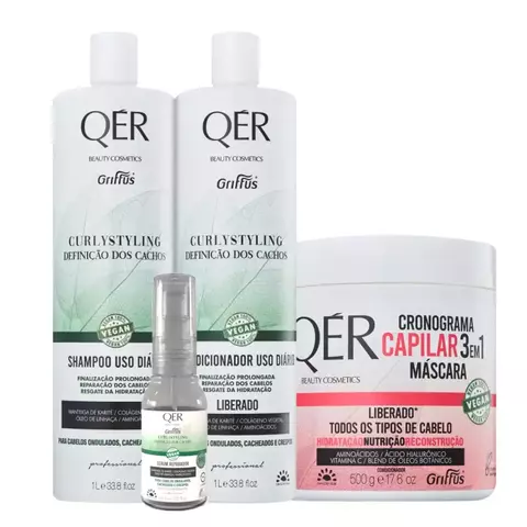 Kit QÉR CurlyStyling - Limpeza Suave, Tratamento e Finalização para Cachos Definidos e Saudáveis (2A a 4C) - comprar online
