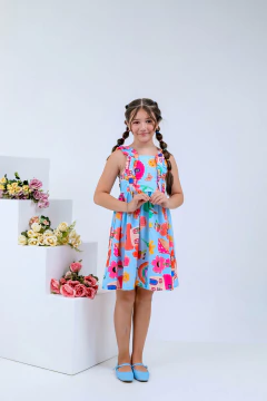 Vestido Infantil Médio Estampado Casinha Feminino - RENATA