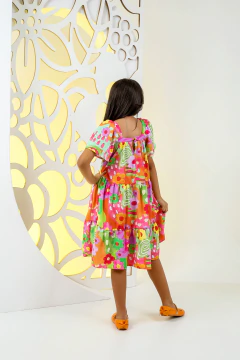Vestido Infantil Médio Estampado Floral Feminino - SAMIRA - comprar online