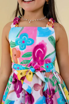 Vestido Infantil Médio Estampado Floral Feminino - LUNA - loja online