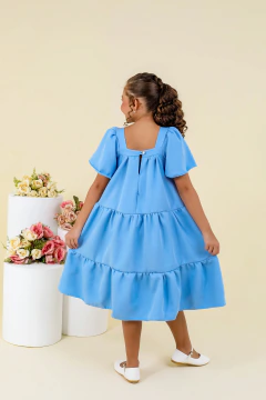 Vestido Infantil Amplo Cor única azul bebe Feminino - AMANDA - comprar online