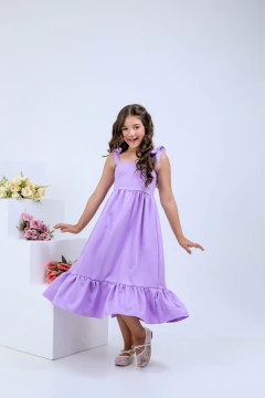 Vestido Infantil Midi Lavanda Alfaiataria - NICOLE