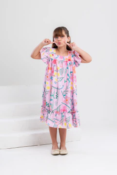 Vestido Infantil Médio Estampado Floral Feminino - MELANIE - loja online