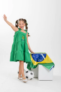 Vestido Infantil Médio Alfaiataria Verde Feminino - BEATRIZ - ATACADO GLK