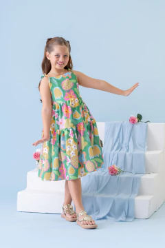 Vestido Infantil Longo Estampado Floral Feminino - DAYANE - ATACADO GLK