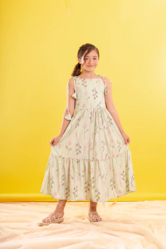 Vestido Longo Amarração nas alças tom escuro - Vestido Carine