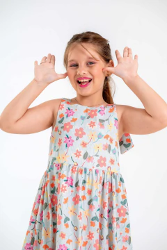 Vestido Infantil Médio Estampado Floral Feminino - ALICIA na internet