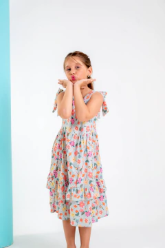 Vestido Infantil Médio Estampado Floral Feminino - ALICIA - comprar online
