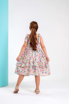 Vestido Infantil Médio Estampado Floral Feminino - ALICIA - loja online