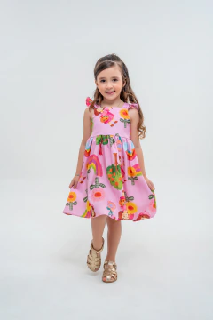 Vestido Infantil Médio Estampado Pintora Feminino - MABEL