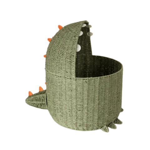 Cesto Organizador Infantil Dinossauro em Corda e Fibra de Celulose - Natural 40x40x50cm