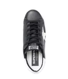 Golden Goose Super-star Negro Talón Blanco (Parche Estrella Blanco) - tienda en línea
